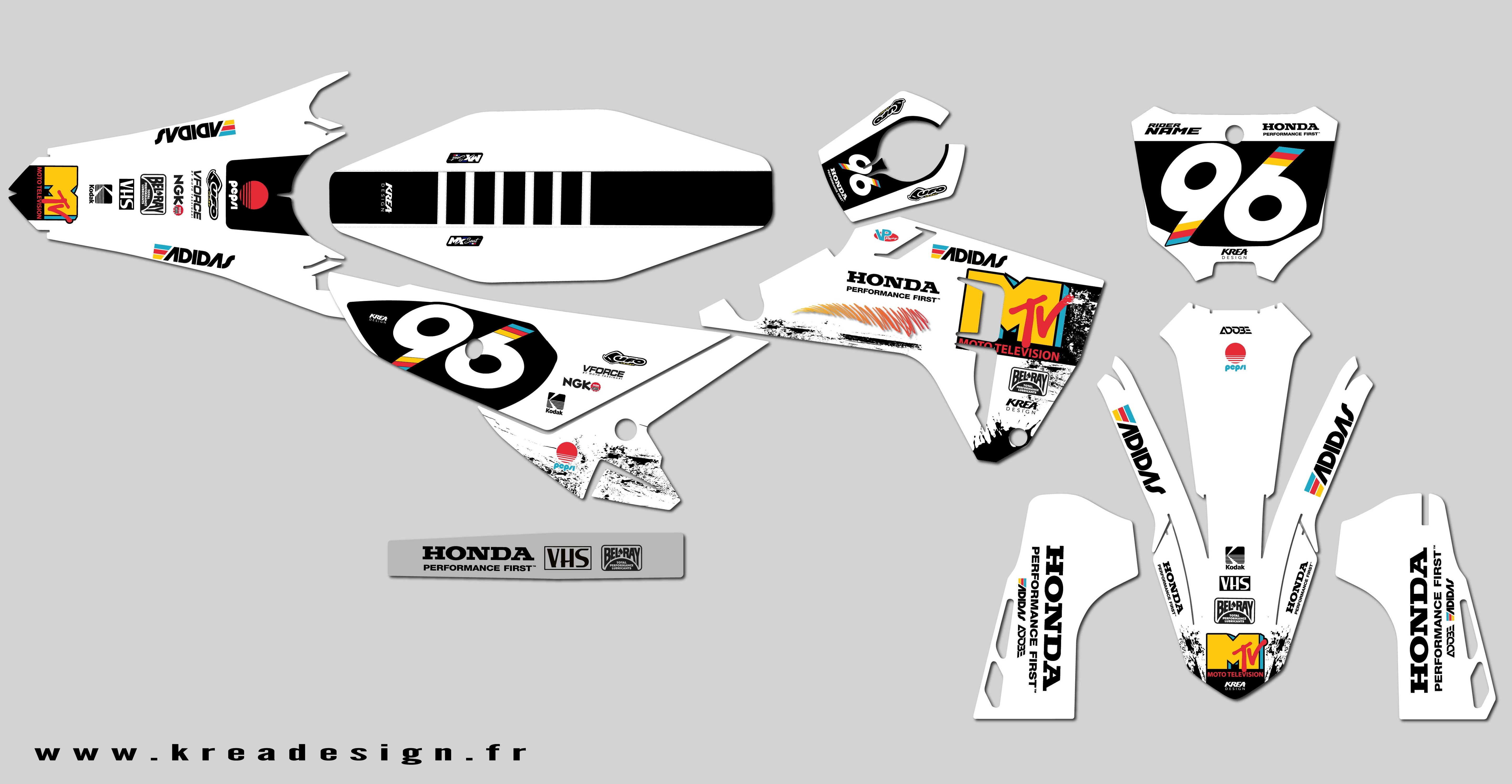 KIT DECO MOTO CROSS HONDA RETRO REPLICA