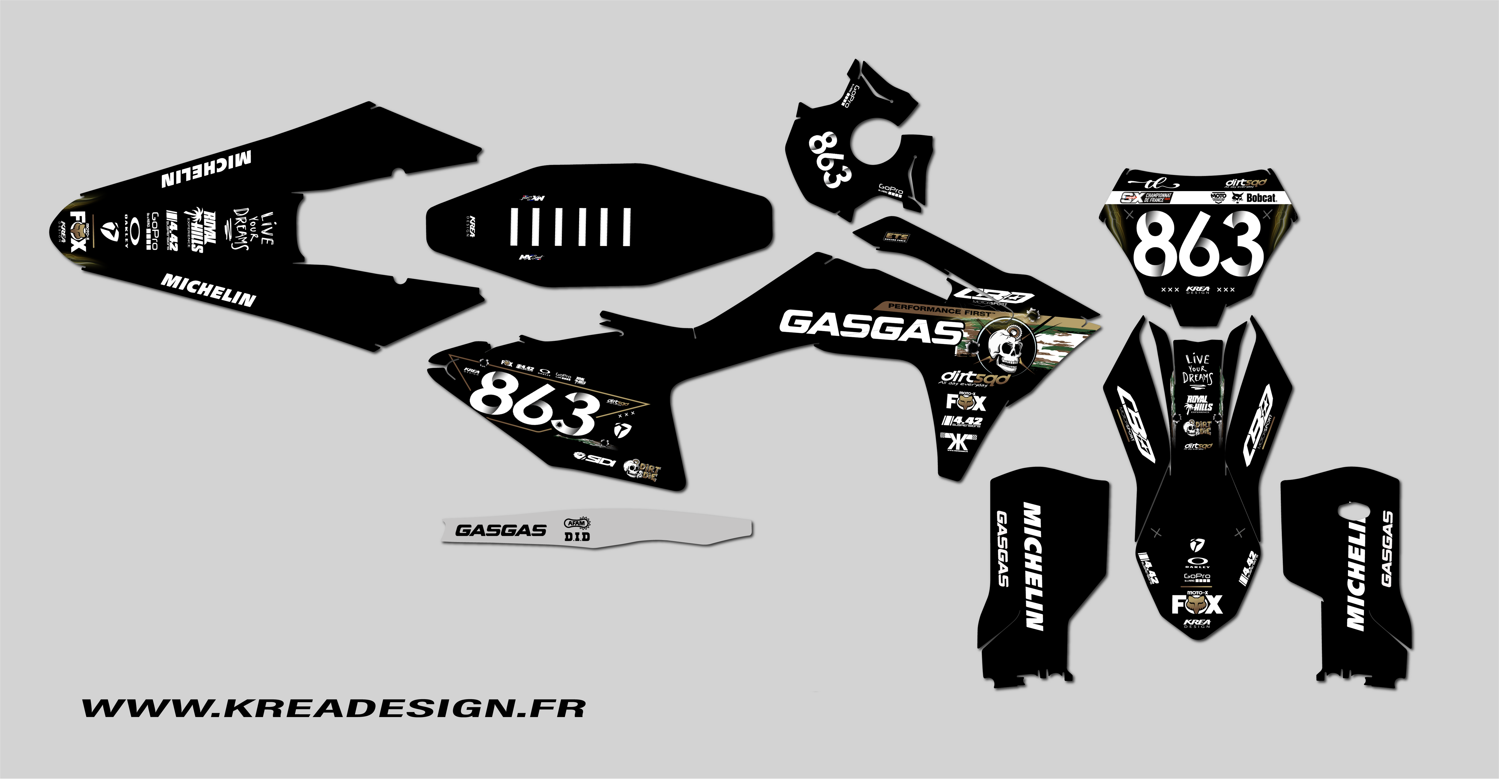 KIT DECO MOTO CROSS GASGAS ARMY REPLICA