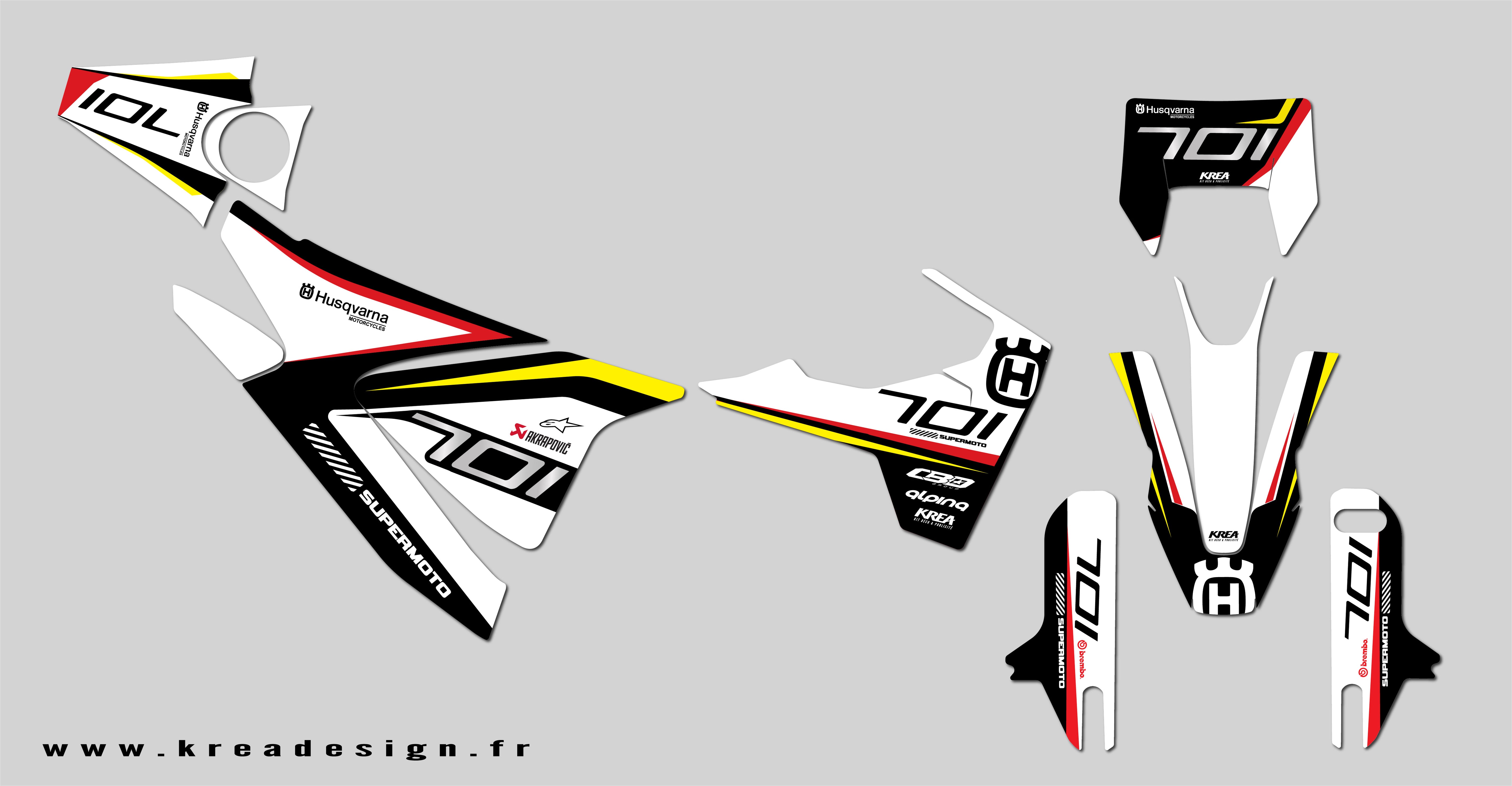 KIT DECO MOTO HUSQVARNA 701 RED YELLOW REPLICA
