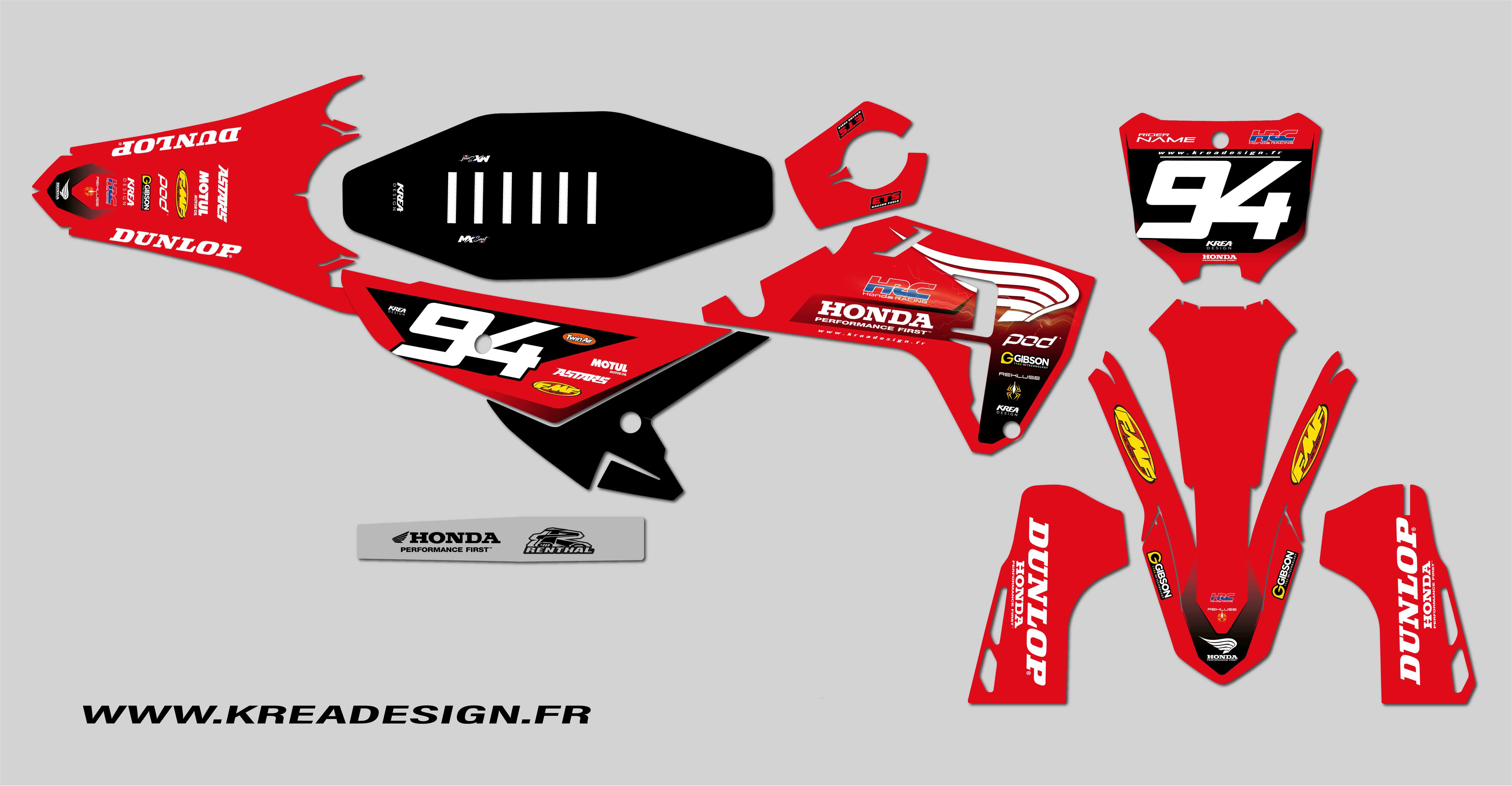 KIT DECO MOTO CROSS HONDA SPECTRO REPLICA