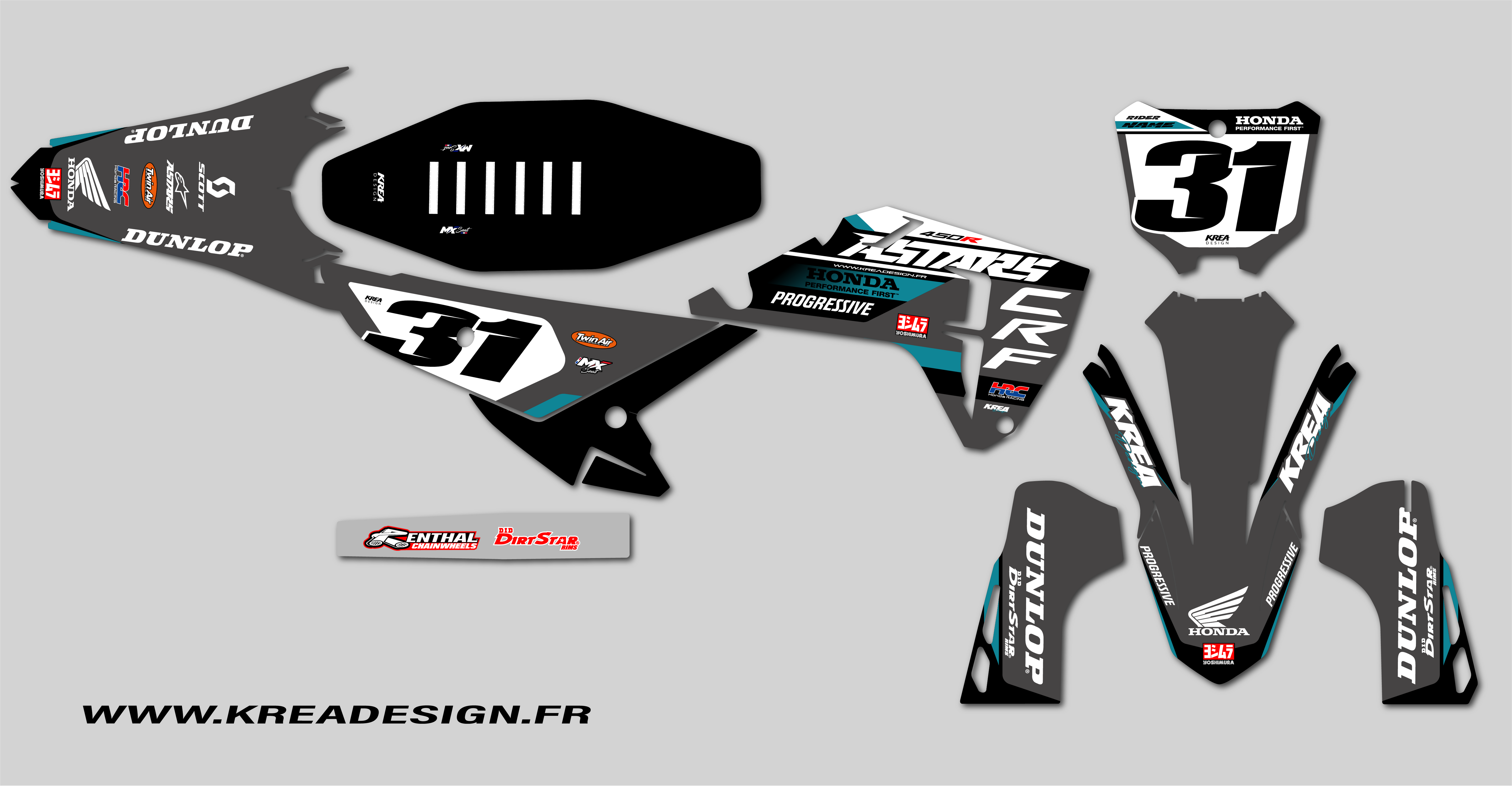 KIT DECO MOTO CROSS HONDA STROKE REPLICA