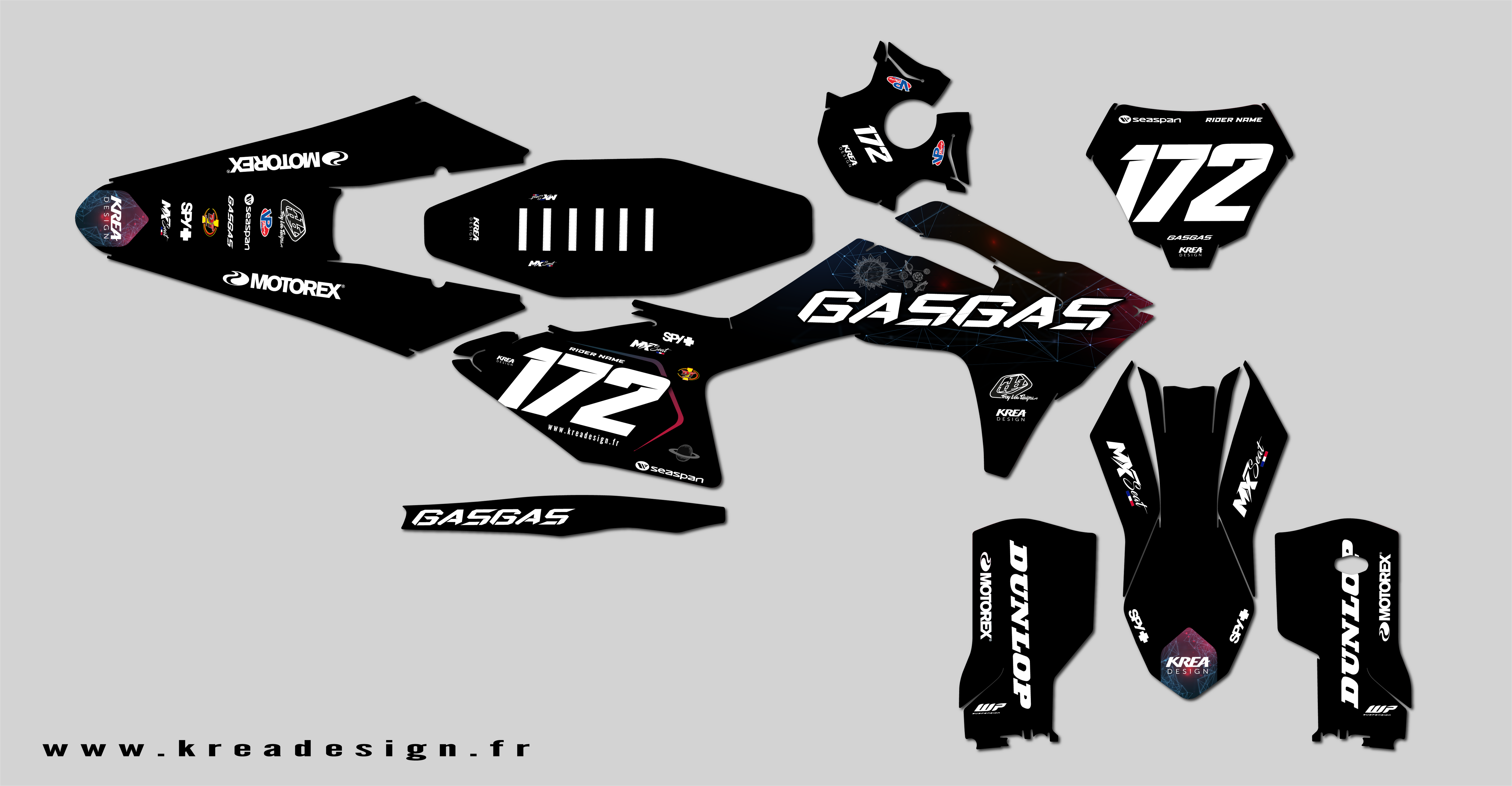 KIT DECO MOTO CROSS GASGAS BLACK SPACE REPLICA