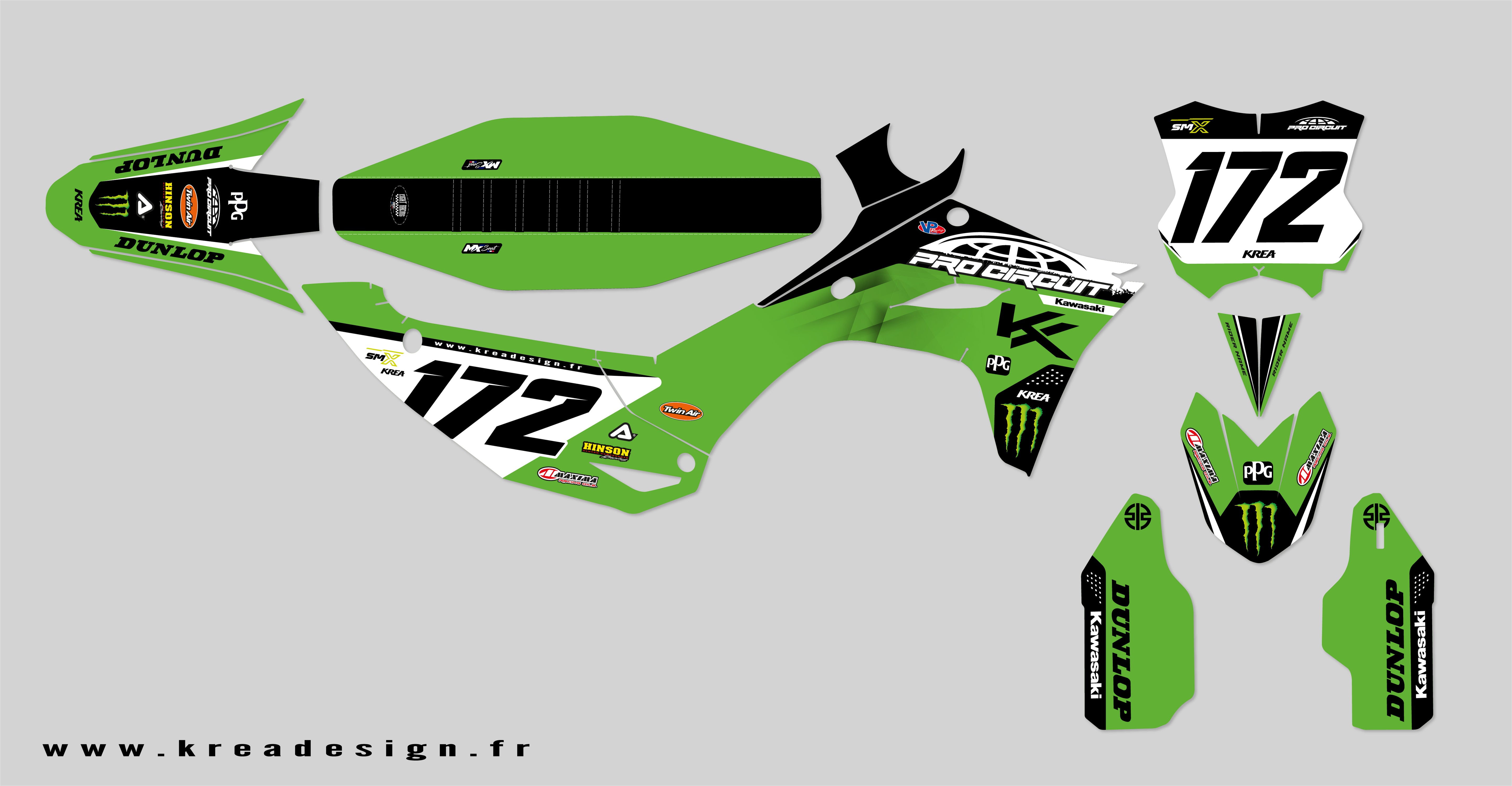 KIT DECO MOTO CROSS KAWASAKI RACE SERIE REPLICA