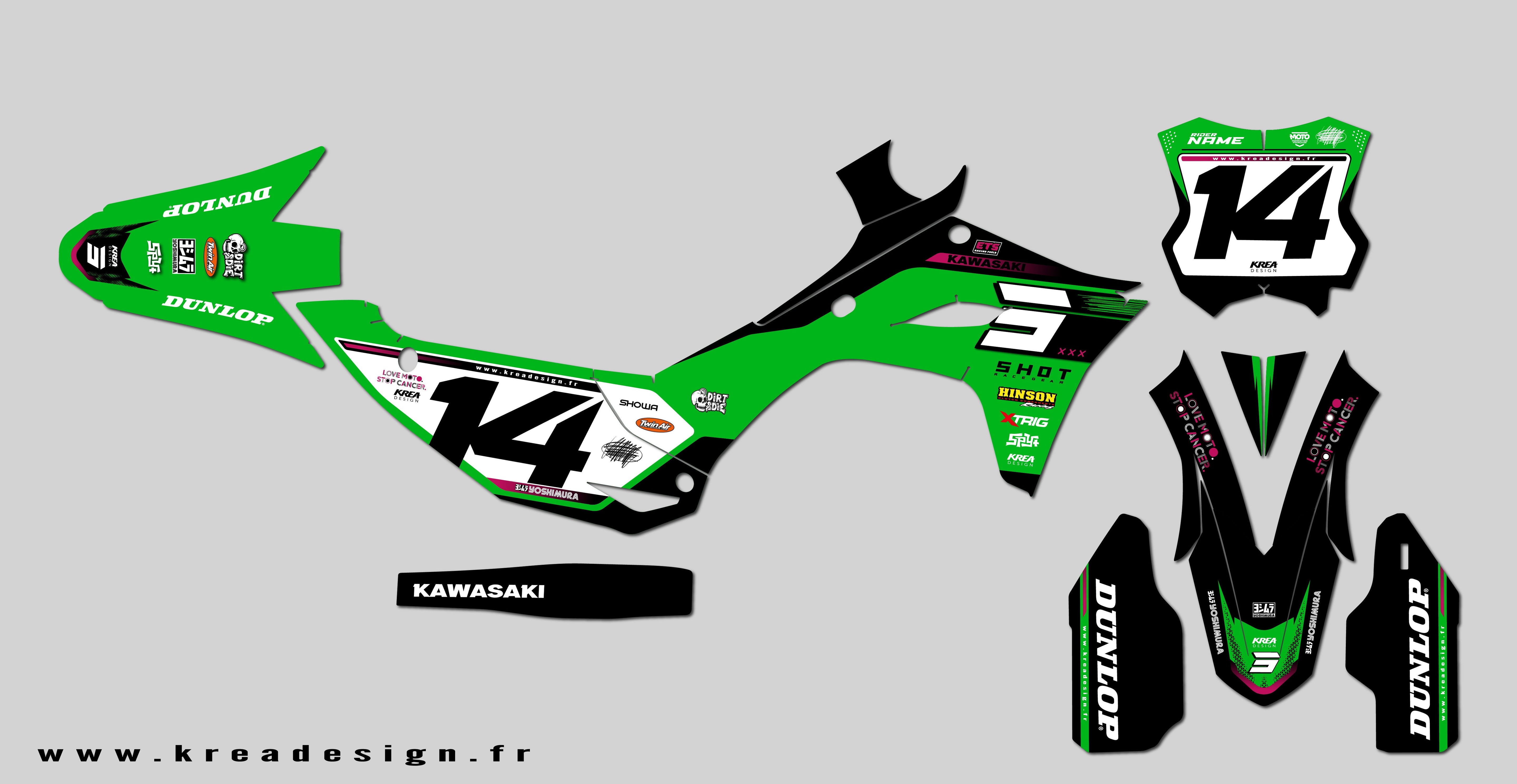 KIT DECO MOTO CROSS KAWASAKI FAST SERIES REPLICA