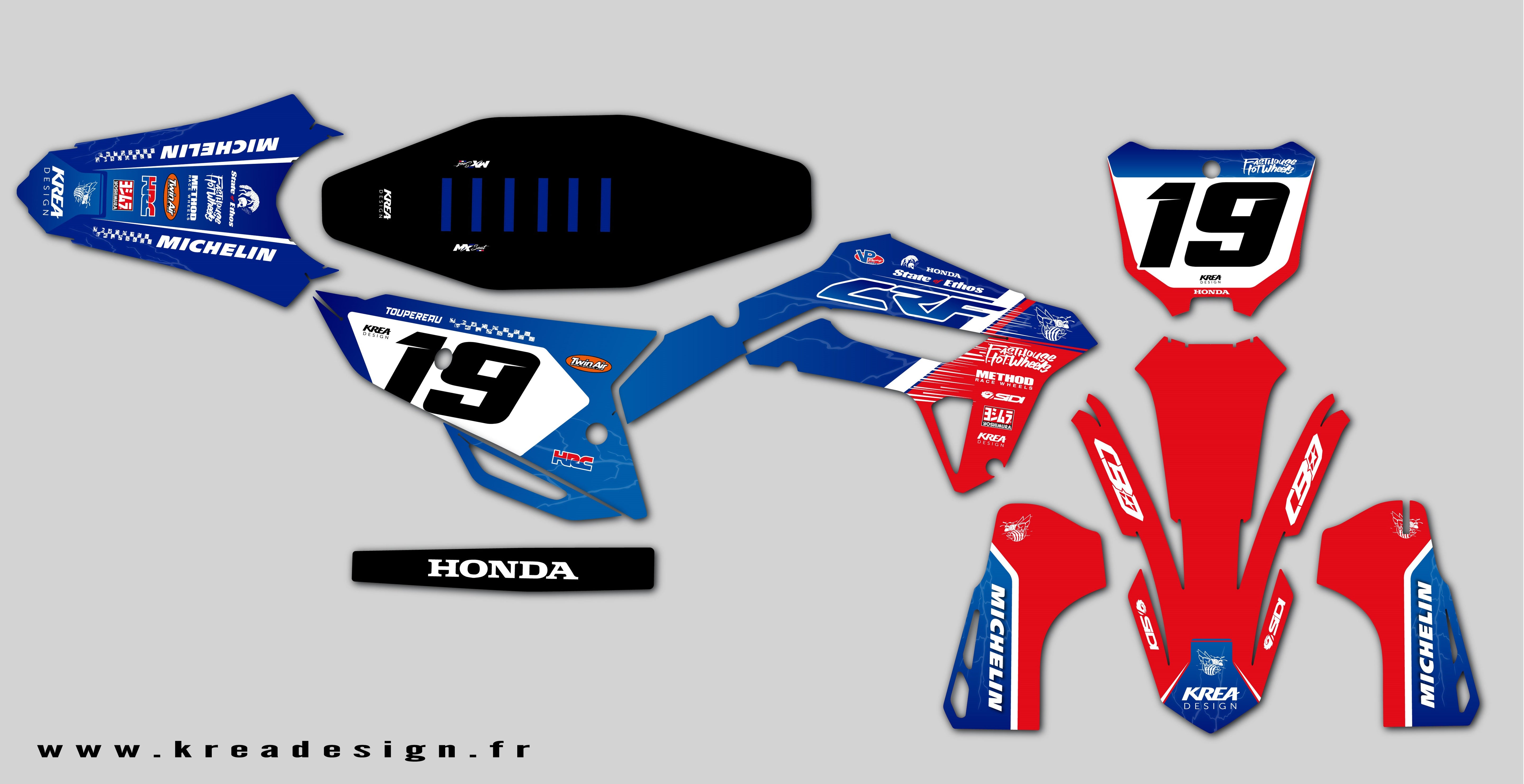 KIT DECO MOTO CROSS HONDA ELECTIC REPLICA