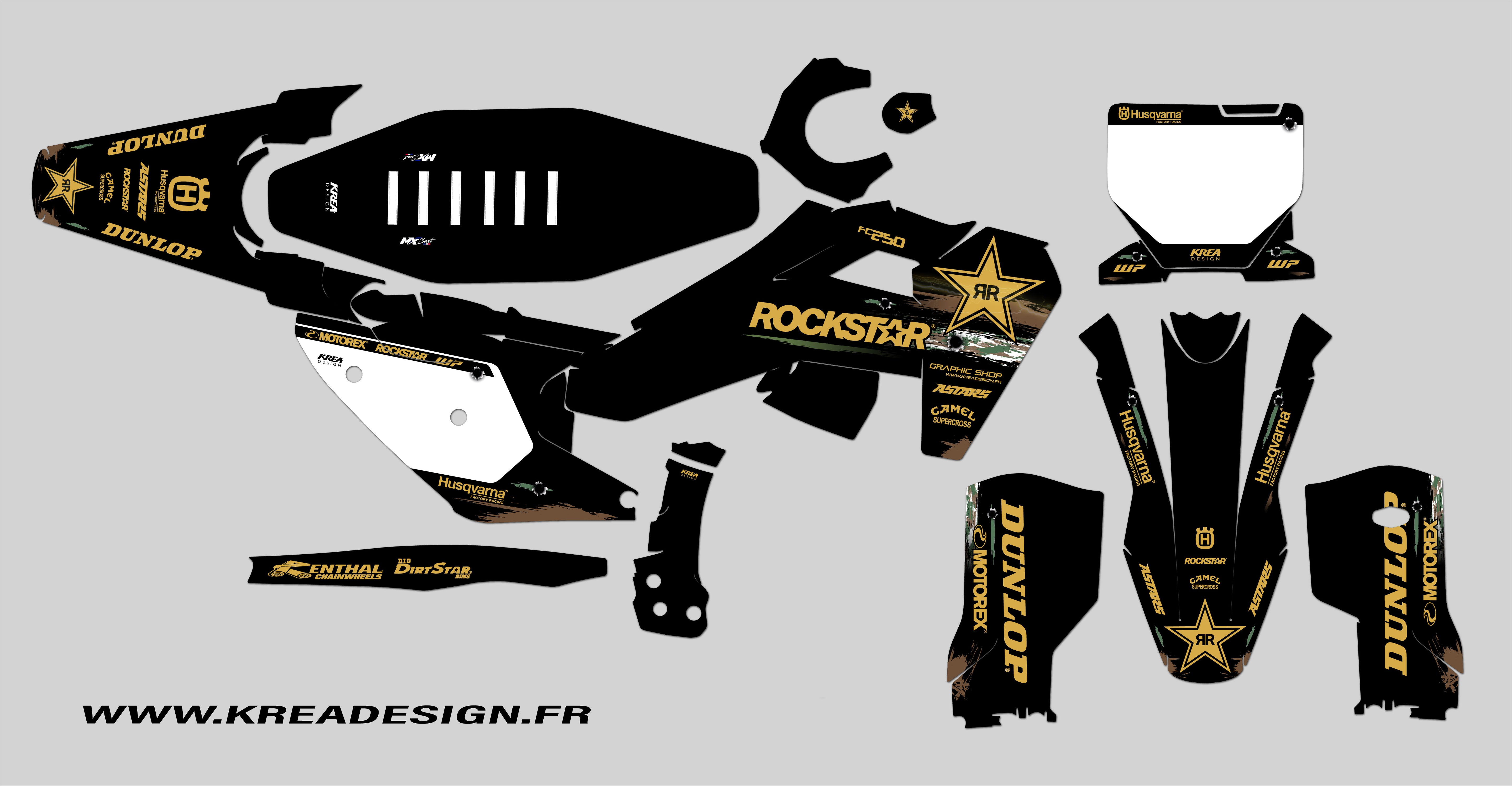 KIT DECO MOTO CROSS HUSQVARNA ROCKSTAR REPLICA