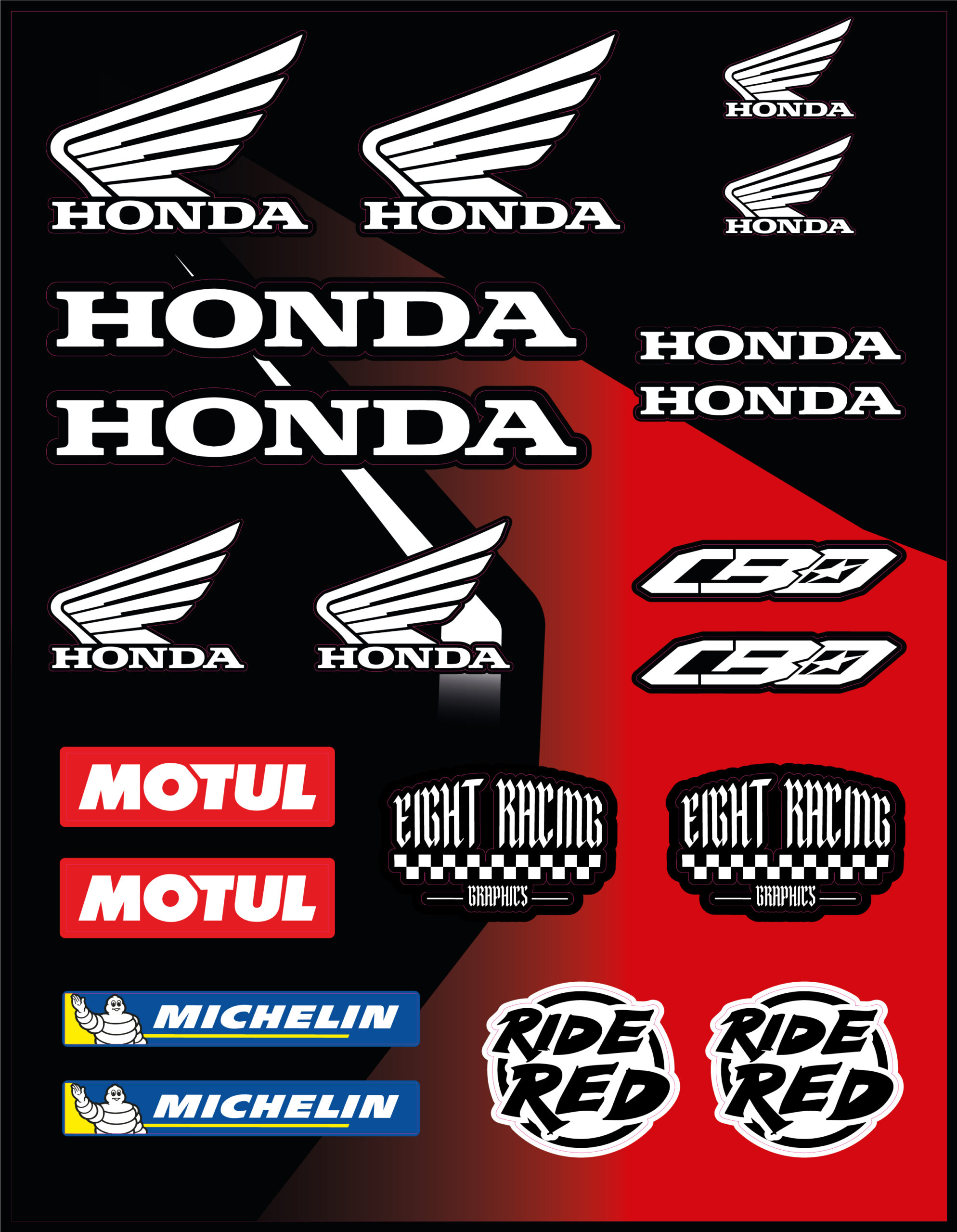 Planche de stickers Honda. - KreaDesign
